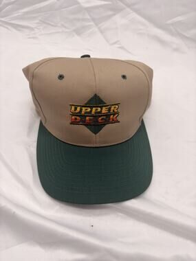 Vintage 1990’s Upper Deck Nissun Cap SnapBack Hat Tan Green Colorway